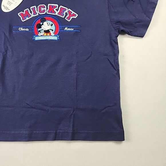 Walt Disney Mickey Mouse T-Shirt Kids Small Size 6 Blue Embroidered Cotton Tee - Picture 6 of 11